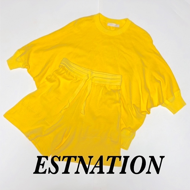 二点落札で送料無料! 2A48【美品】ESTNATION エストネーション セットアップ オーバーサイズ ニットトップス ショートパンツ レディース拍卖