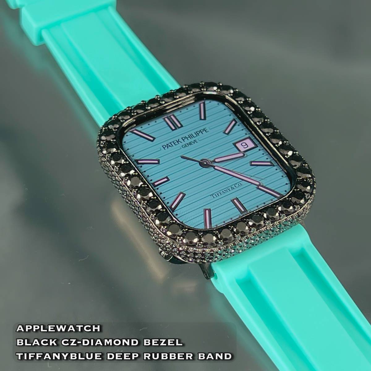 czダイヤモンドベゼル ディープラバーベルトセット シリーズ8シリーズ7シリーズ6シリーズ5シリーズ4 動画 44mm 41mm 40mm拍卖