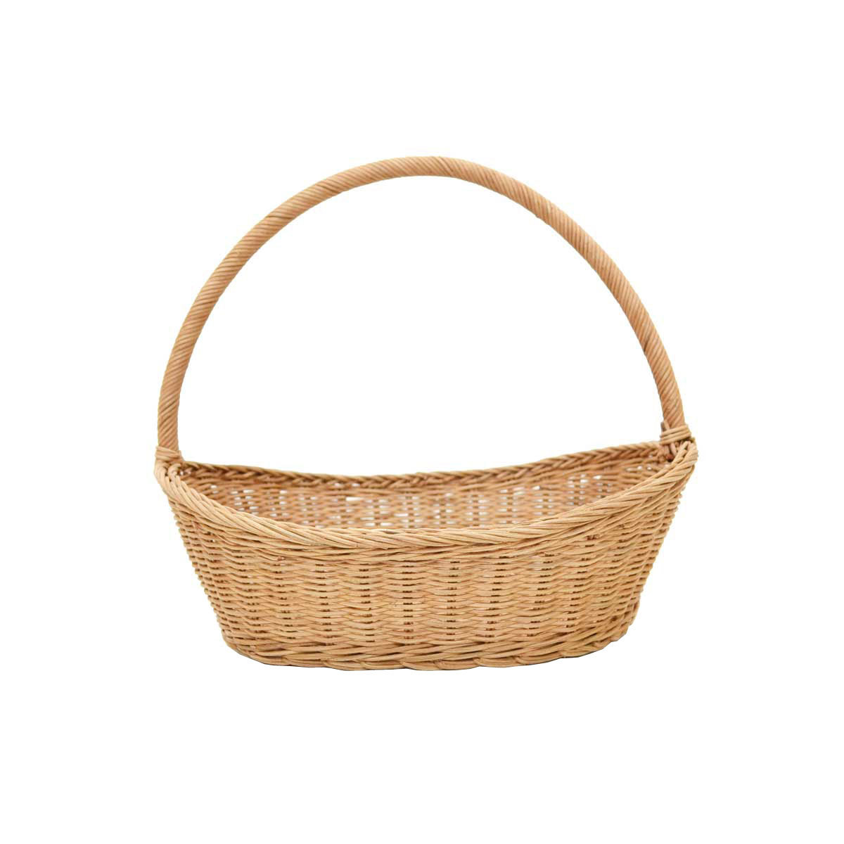 ラタン製かごバッグ ボート型 バスケット 浅型 舟型 楕円拍卖