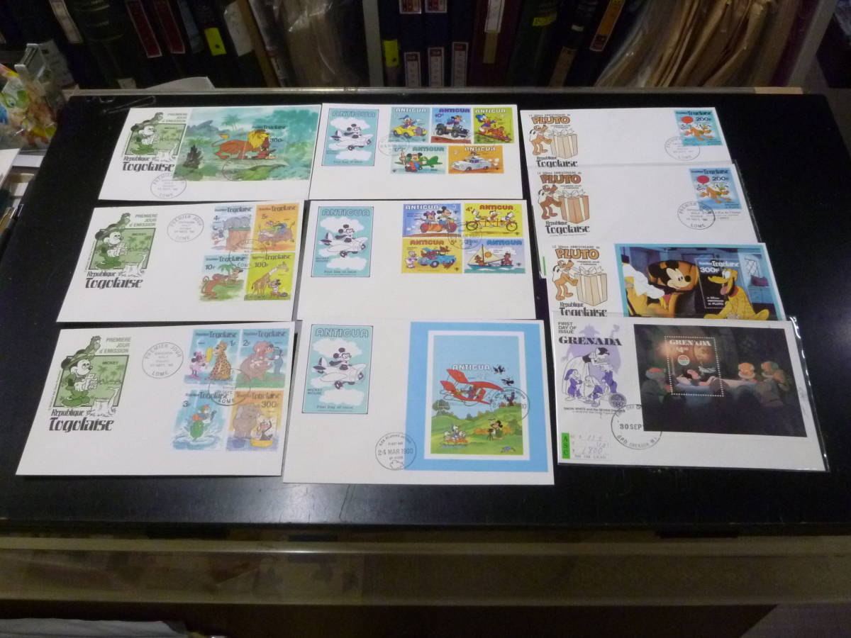 23L P №D ディズニー切手FDC 1980年(4シリーズ) アンチグア 色々な乗物・他 計10通 拍卖