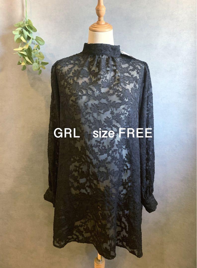 【新品未使用】GRL レースチュニック 黒拍卖
