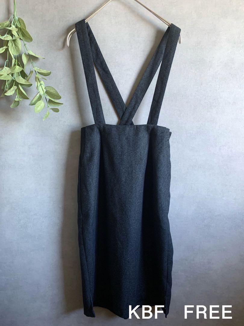 KBF サスペンダースカート 秋冬 ブラック&ネイビー アーバンリサーチ拍卖