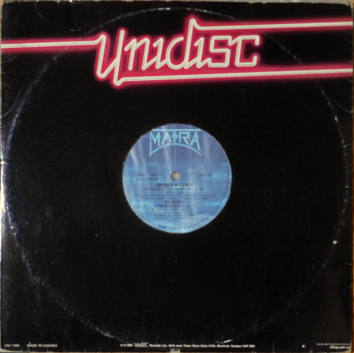 ◆RINDER & LEWIS/WILLIE AND THE HAND JIVE (CAN 12)拍卖