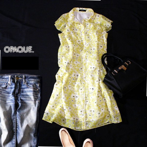 ☆☆ 美品 (株)ワールド OPAQUE オぺーク ☆☆ 大人可愛い 裏地付き シフォン ワンピース 36号 S 春 夏 23A07拍卖