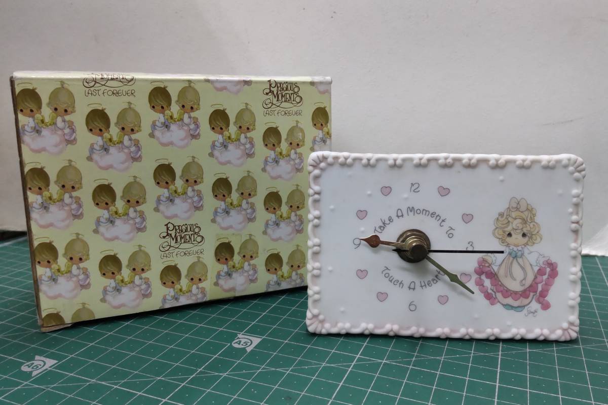 PRECIOUS MOMENTS プレシャスモーメント Girl With Hearts MINI DESK CLOCK ●H2904拍卖