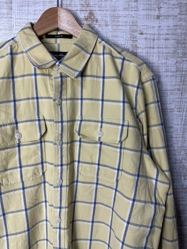 ☆US古着 Eddie Bauer エディバウアー チェック柄 イエロー黄 クリーム色×グレー【L】コットン ◆4049◆拍卖