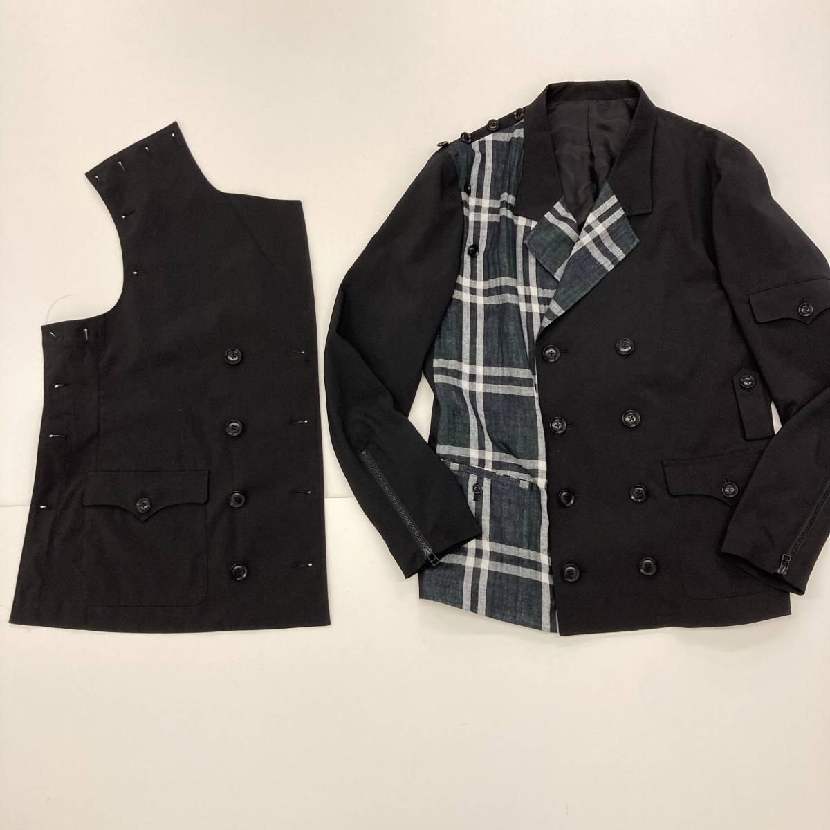 Y's BANG ON! No.101 Plaid jacket レイヤード ジャケット 2サイズ Yohji Yamamoto ワイズ ヨウジヤマモト for men archive 3080194拍卖
