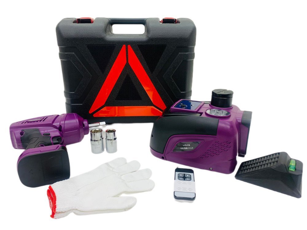 18V 電動ジャッキ 5t &18Vインパクトレンチセット 車用ジャッキ 油圧式 緊急タイヤリフトキット リモコン付 収納ケース付 18Vバッテリー別拍卖