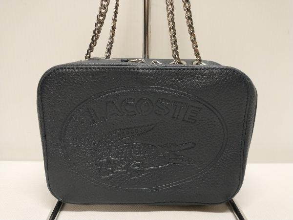 LACOSTE ラコステ CROCO CREW チェーンショルダー ショルダーバッグ レザーショルダーバッグ 牛革 レディース ネイビー拍卖