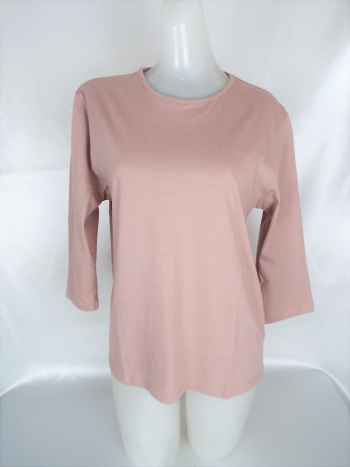 Timothy グレイッシュピンク 七分袖 Lサイズ 綿100% 天竺 新品 ティモシー拍卖