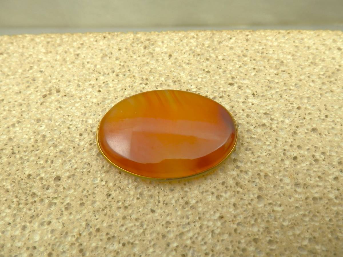 天然石 縞模様入瑪瑙 帯留 約11g 現状品 売り切り拍卖