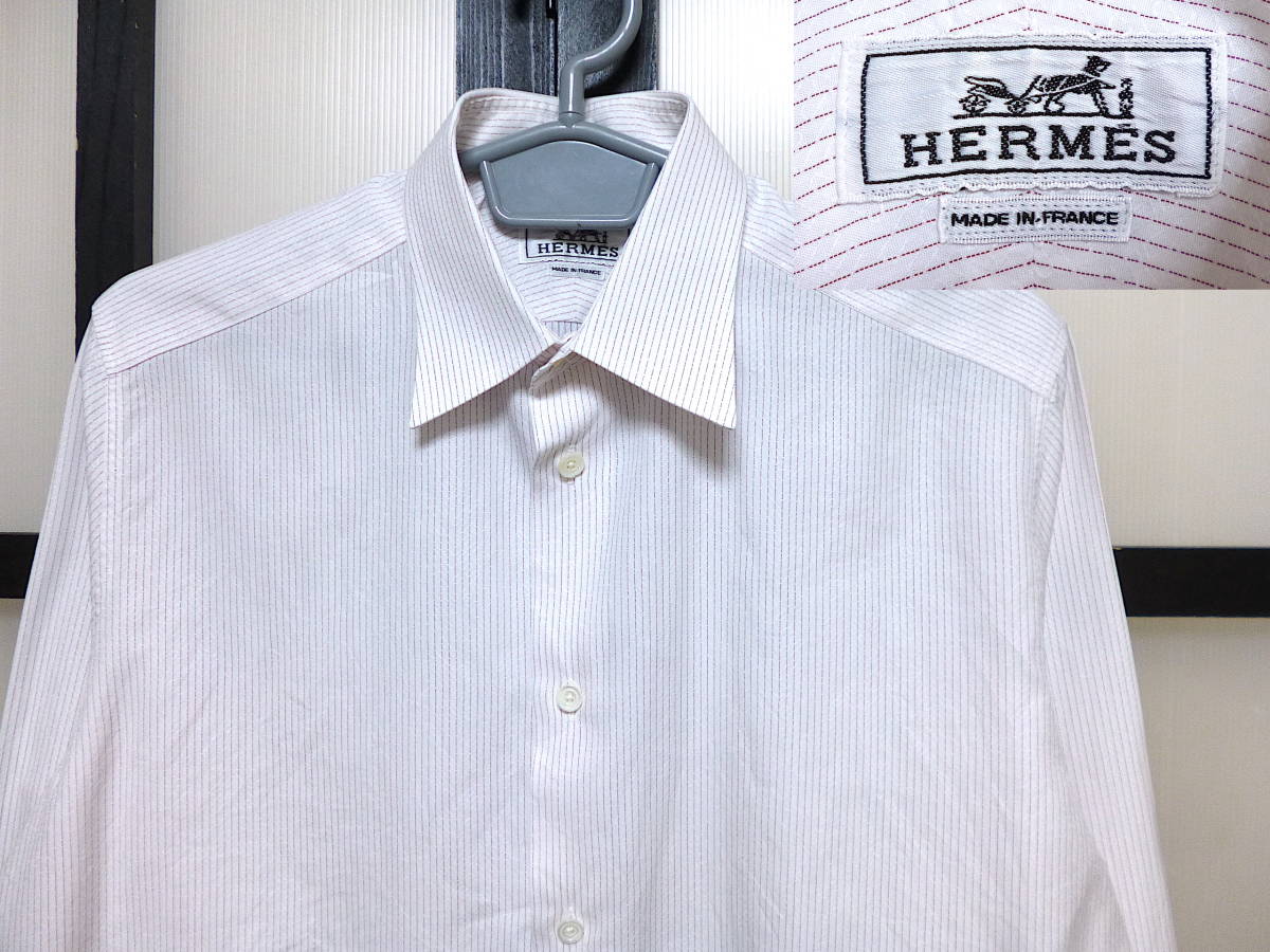 エルメス ストライプ柄 シャツ フランス製 / HERMES Striped Shirt Mens メンズ MADE IN FRANCE拍卖