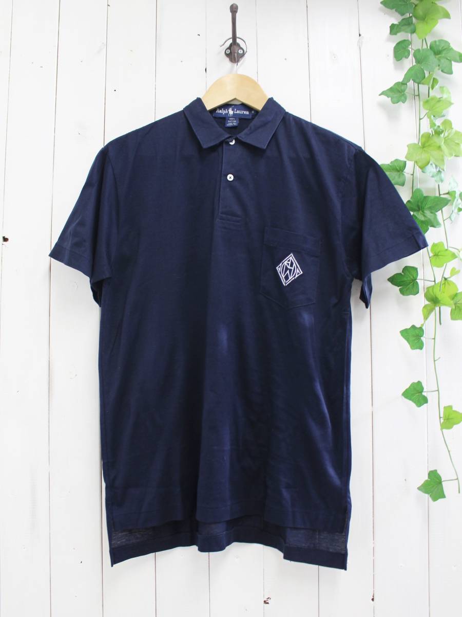 *ラルフローレン ポロシャツ*胸ポケ刺繍 半袖コットンポロシャツ(S)ネイビー拍卖