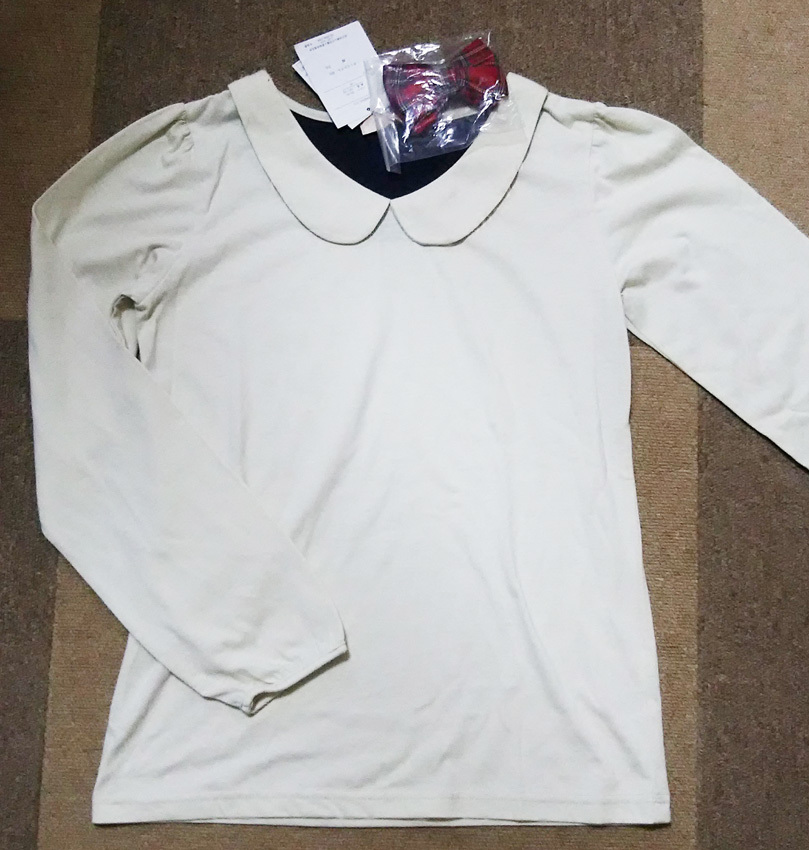 (^-^)PINK GARDENベージュのリボン付き長袖トップス♪M拍卖