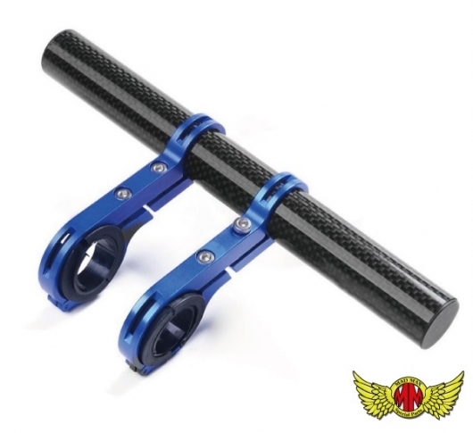 MADMAX 汎用 バイク用 軽量カーボン製 マルチバーロング アルミクランプ ブルー (MM19-0389-BL) マッドマックス拍卖