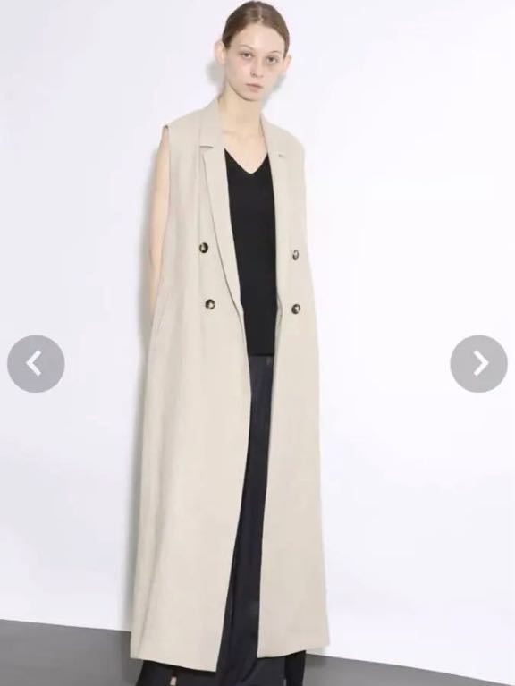 未使用 SACRA LINEN TWILL ジレ ロングジレ リネン ベージュ拍卖