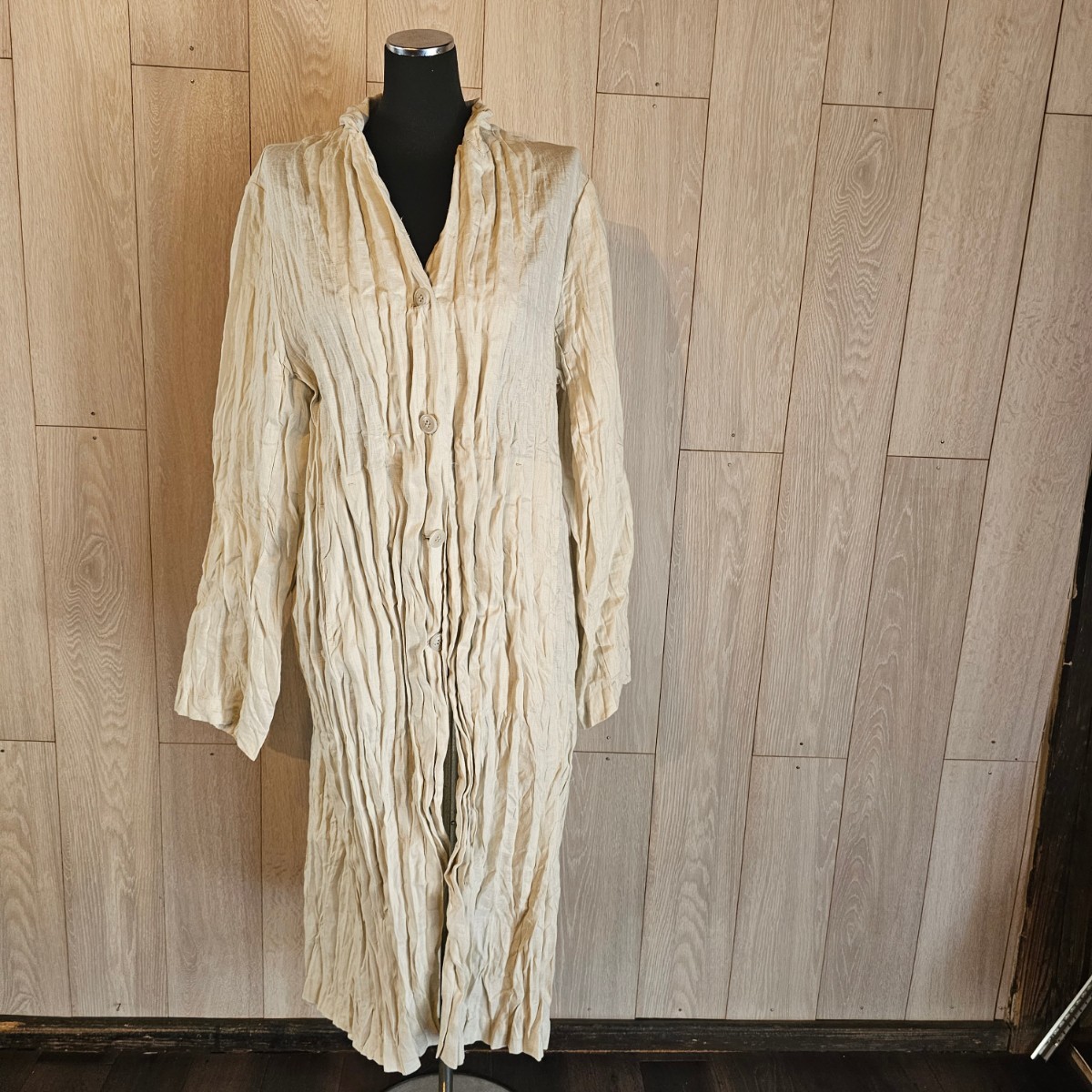 超美品 la vitafelice ヴィータフェリーチェ★麻100% コート 羽織り チュニックシャツ拍卖