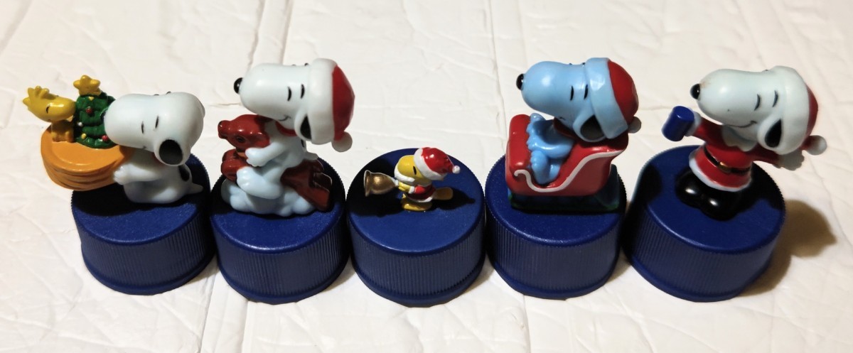 送料無料!PEPSI ペットボトル キャップ クリスマススヌーピー&ウッドストック 全5個セット 未使用拍卖