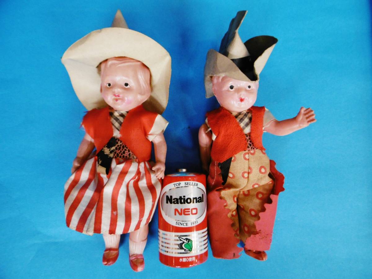 当時物★カウボーイ&ガールセット/セルロイド人形/昔玩具昭和レトロ★拍卖