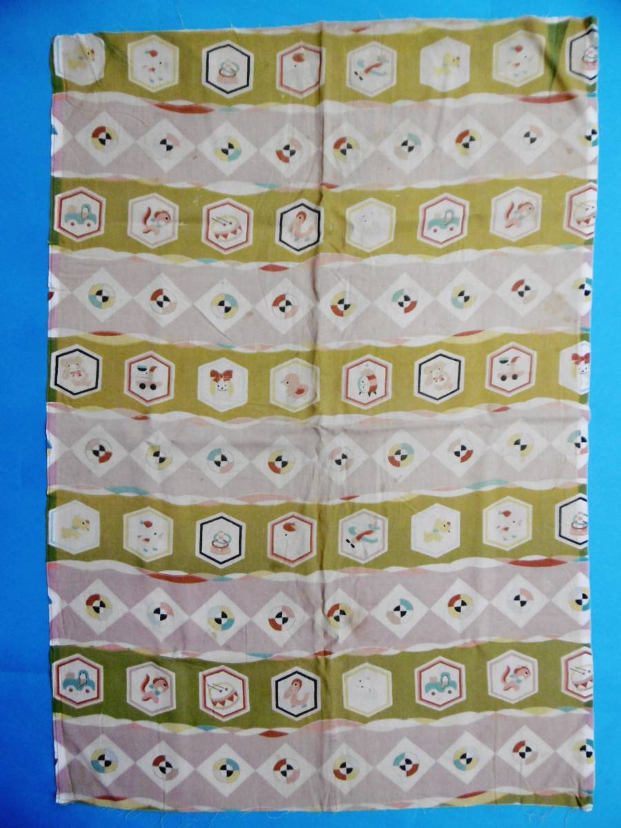 ジャンク品★②昭和時代の子供絵/端切れ/昔モダンデザイン古布レトロ★拍卖