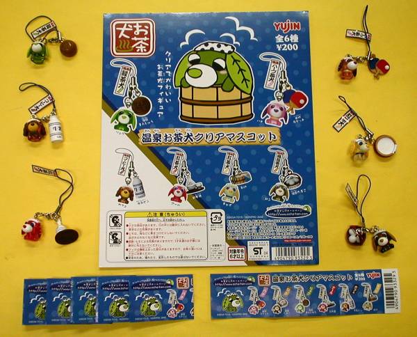 ☆ガチャポンお茶犬クリアマスコット全6種☆犬いぬ拍卖