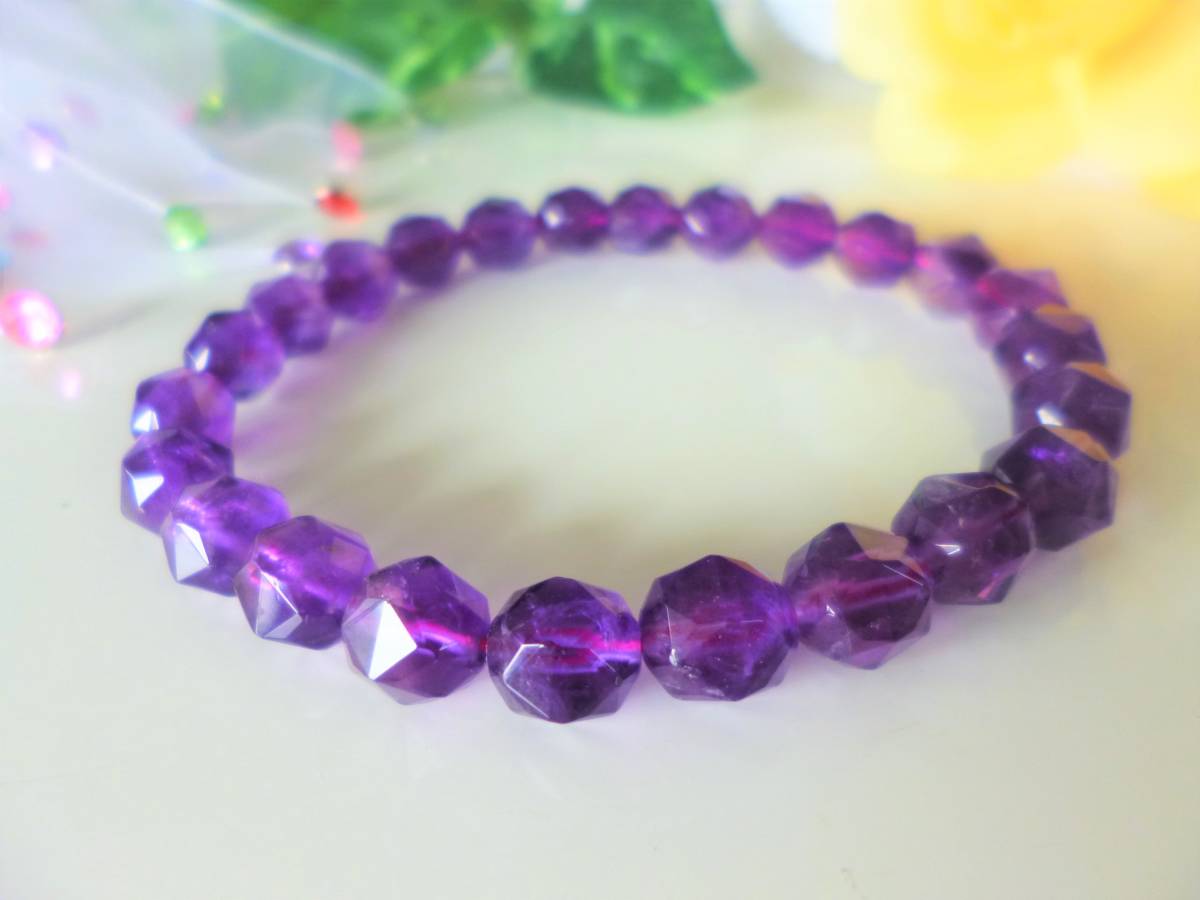 ☆2月の誕生石☆高次元チャクラ☆愛の守護石☆穏やかなる波動☆高貴な紫☆高品質AAA☆アメジスト☆スターカット☆8mm☆☆17cm☆拍卖
