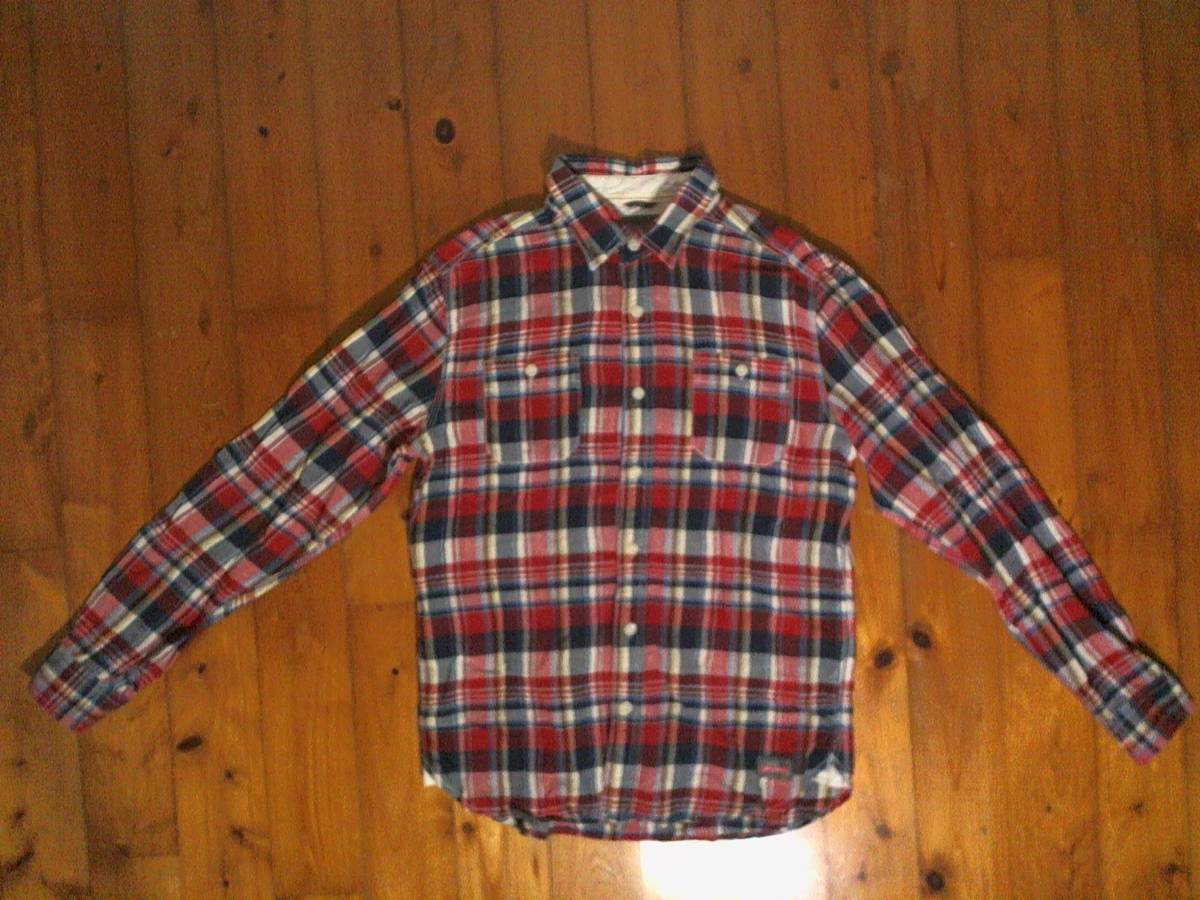 ☆ディッキーズ【Dickies】コットンシャツ 長袖シャツ L 赤紺白 チェック柄拍卖
