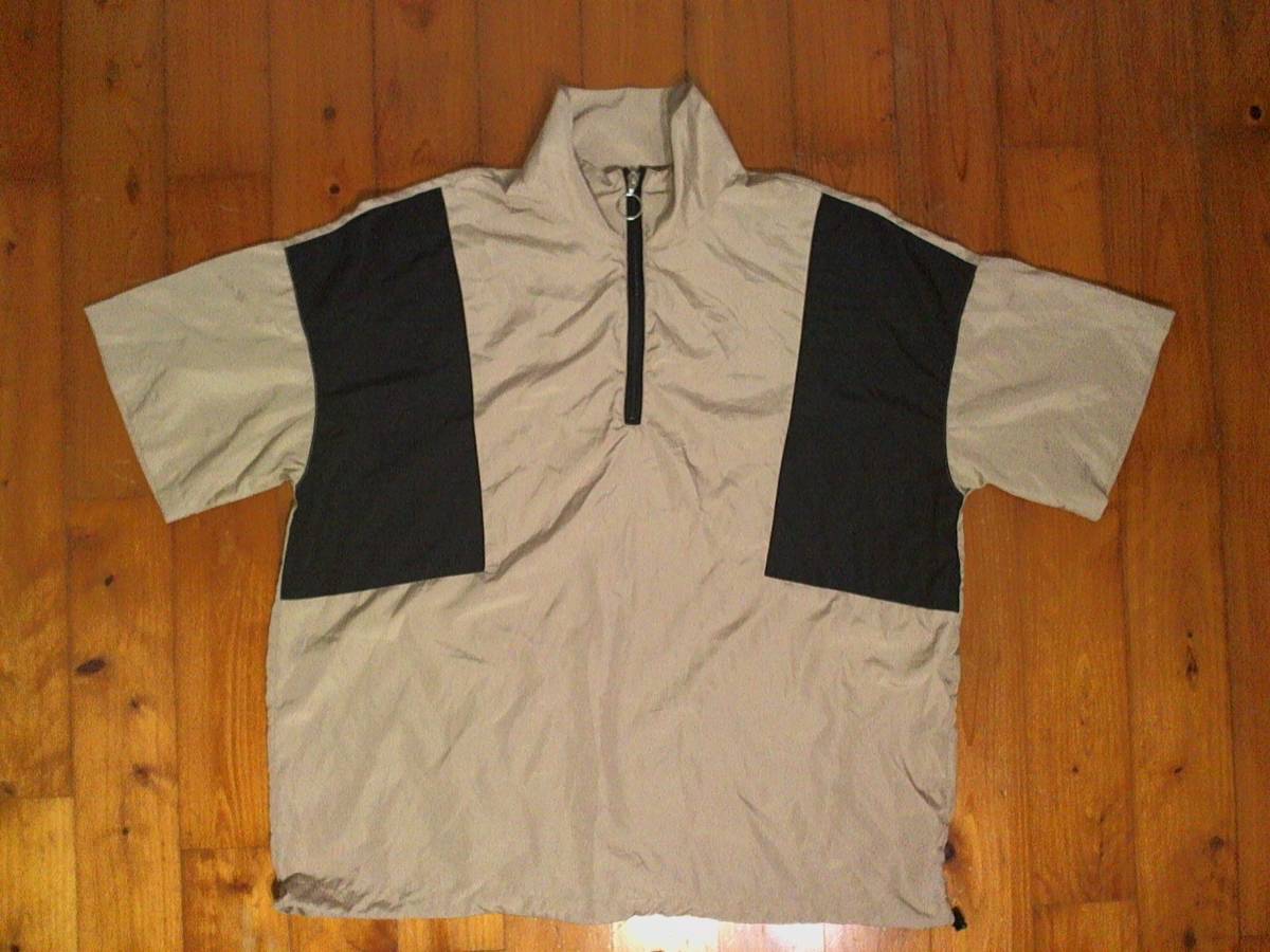 ☆美品☆クティール【Kutir】ビックシルエット ハーフジップ半袖シャツ トップス M ベージュ 黒 拍卖