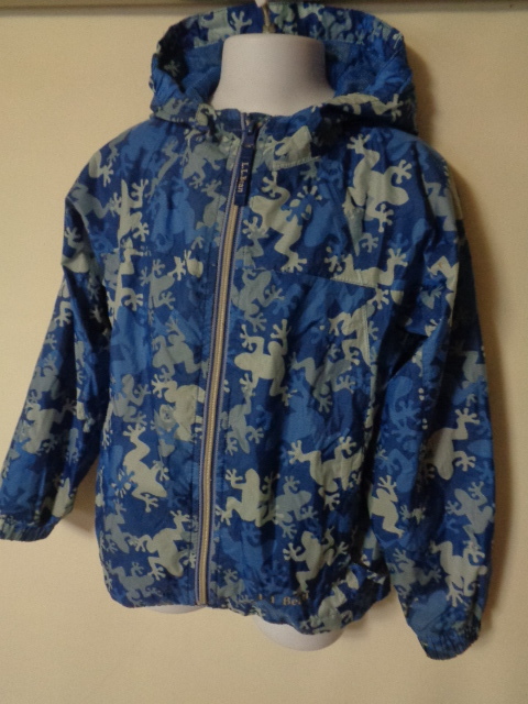 LLBEAN エルエルビーン フルジップ ナイロン 総柄 カエル ジャケット パーカー キッズ6X-7 蛙 LLビーン拍卖