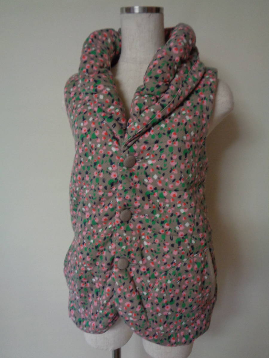 BEAMS HEART ビームスハート 中綿 ベスト 花柄 丸釦拍卖