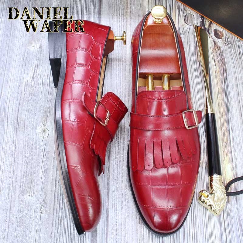 最高級 メンズビジネスシューズ 本革レザーシューズ 職人手作り モンクストラップ 紳士靴 革靴 結婚式 冠婚葬祭 赤系 24cm~28.5cm拍卖