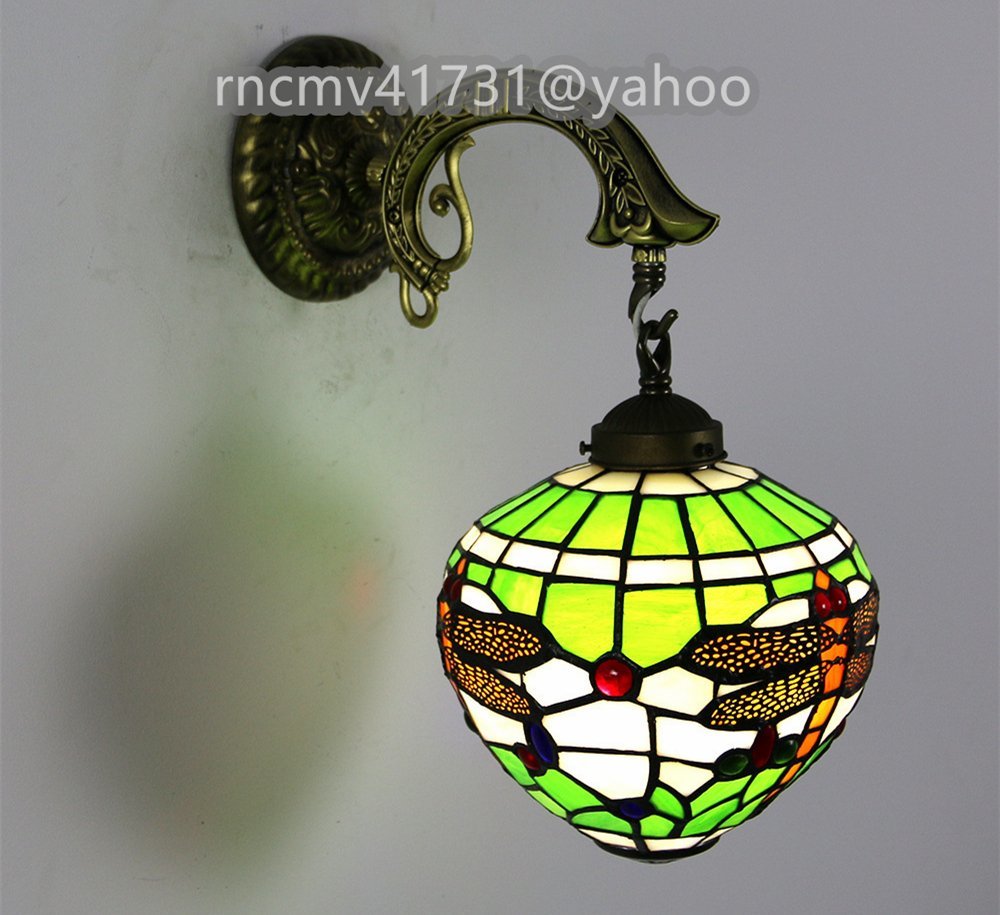 「81SHOP」品質保証☆ウォールライト ステンドランプ 照明 花柄 ステンドグラス アンティーク レトロな雰囲気 ティファニー 蜻蛉柄 室内装拍卖