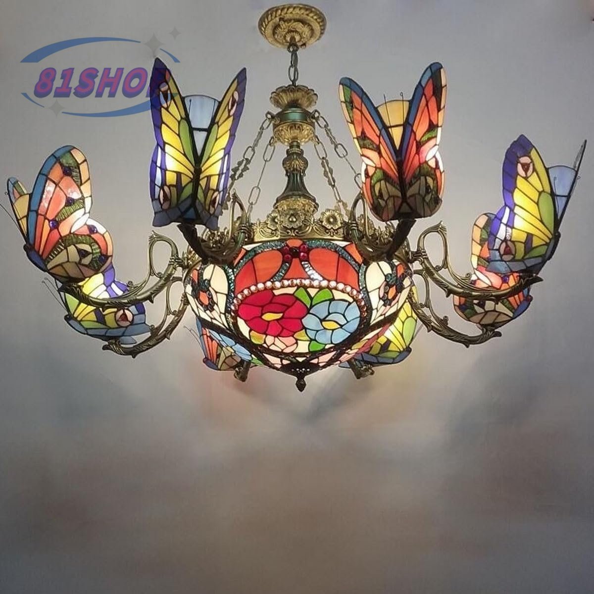 「81SHOP」 ステンドグラス ペンダントライトステンドグラスランプ ガラス 天井照明 工芸品拍卖