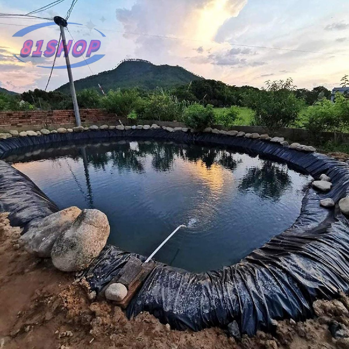 「81SHOP」プールライナー 人工池用防水シート HDPE製 プールライナー 野外魚の池、川の噴水と水の庭のための池のライナーガーデンプールメ拍卖