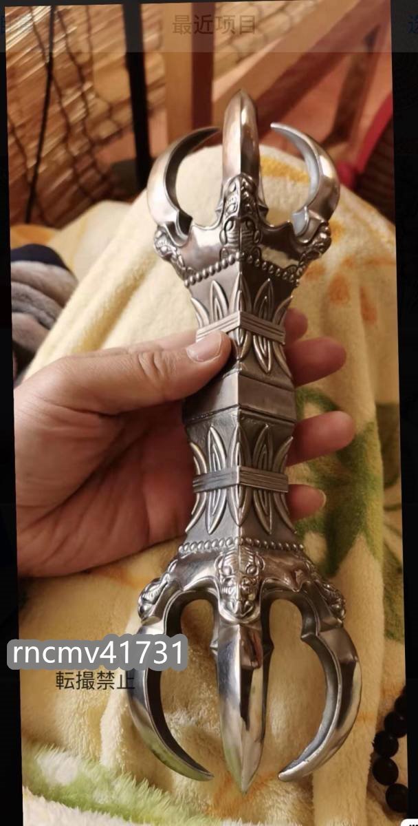 「81SHOP」入手困難 烏枢沙摩明王 大型金剛五鈷杵 銅製 長さ30cm拍卖