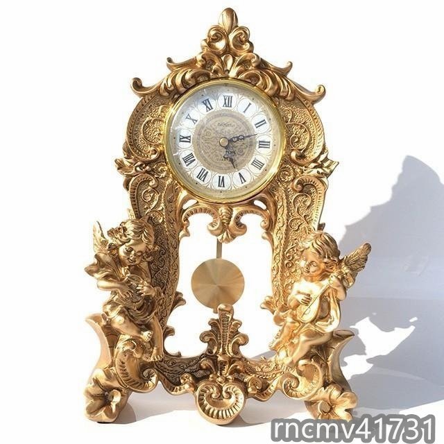 「81SHOP」極美品★置時計 天使 エンジェル フレア フルールデリス バロック調 装飾 ロココ調 ゴールド アンティーク インテリア 中世 教会拍卖