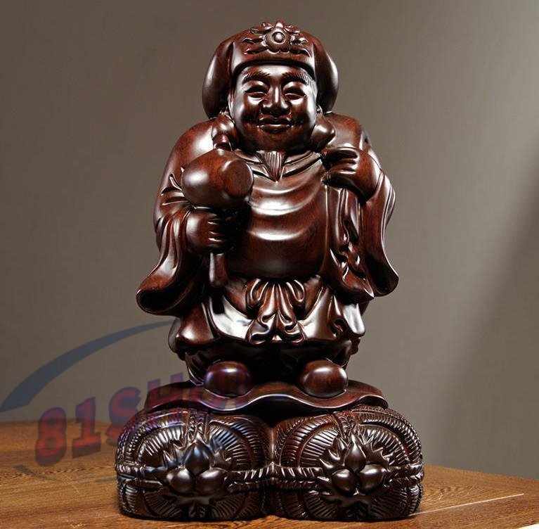 「81SHOP」30cm★大黒天 福の神 黒檀 木彫 鎮宅辟邪 手作り 精密細工 工芸品 招財開運 置物拍卖