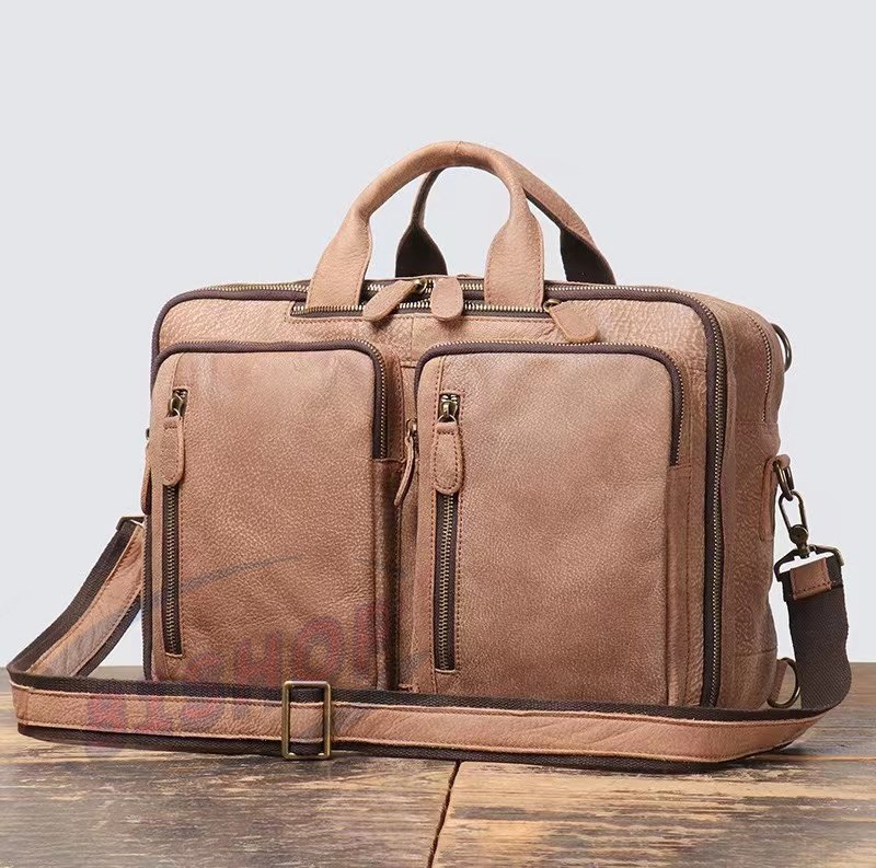 「81SHOP」品質保証☆ ヌメ革 ハンドメイド メンズバッグ 本革 ビジネスバッグ ブリーフケース PCバッグ レザー 通勤鞄 手提げバッグ拍卖