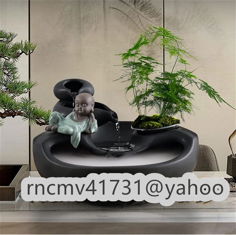 「81SHOP」永久機関 水 卓上噴水 オシャレ屋内デスクトップ噴水セラミック禅噴水デスクトップ縁起の良い装飾 くじら 噴水ソーラー 噴水拍卖