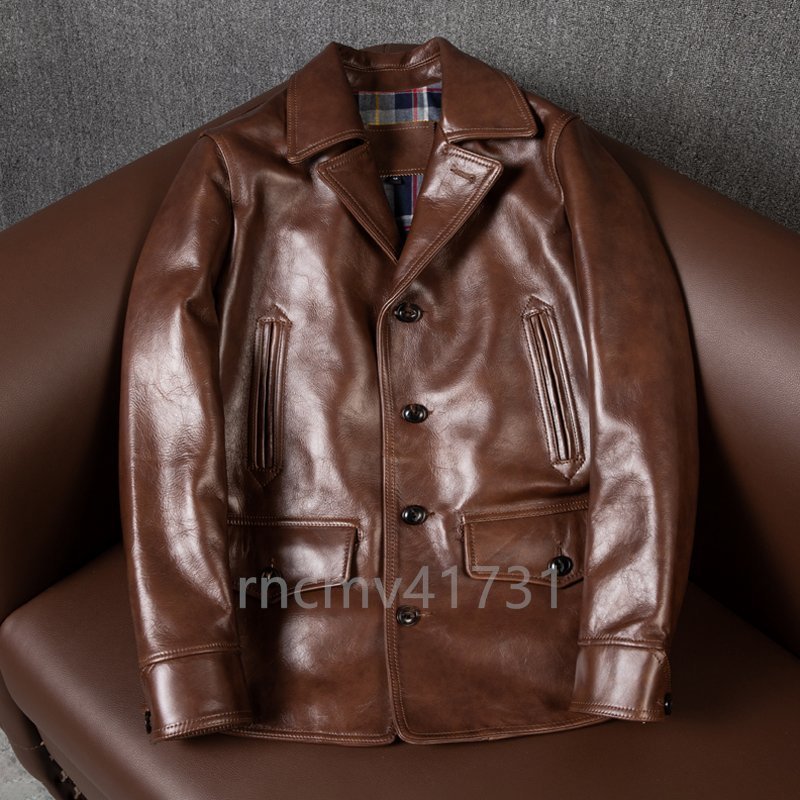 「81SHOP」品質保証☆レザージャケット 馬革カーコート 革ジャンホースハイド 本革ライダースジャケット メンズファッション コート拍卖