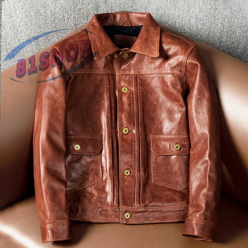 「81SHOP」レザージャケット メンズ アメカジ 品質の高い 格好良い 秋冬 牛革 本革 革ジャン拍卖