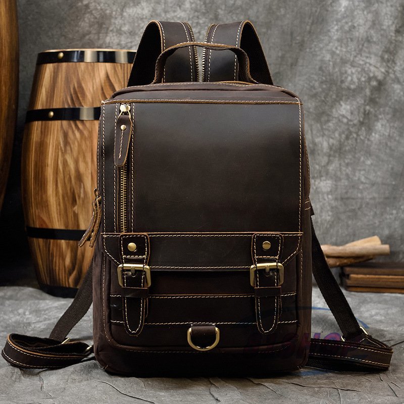 「81SHOP」斜めがけ本革 ボディバッグ 牛革 リュックサック iPad対応 バックパック 斜めがけ鞄 カジュアルバッグ メンズ ブラウン拍卖