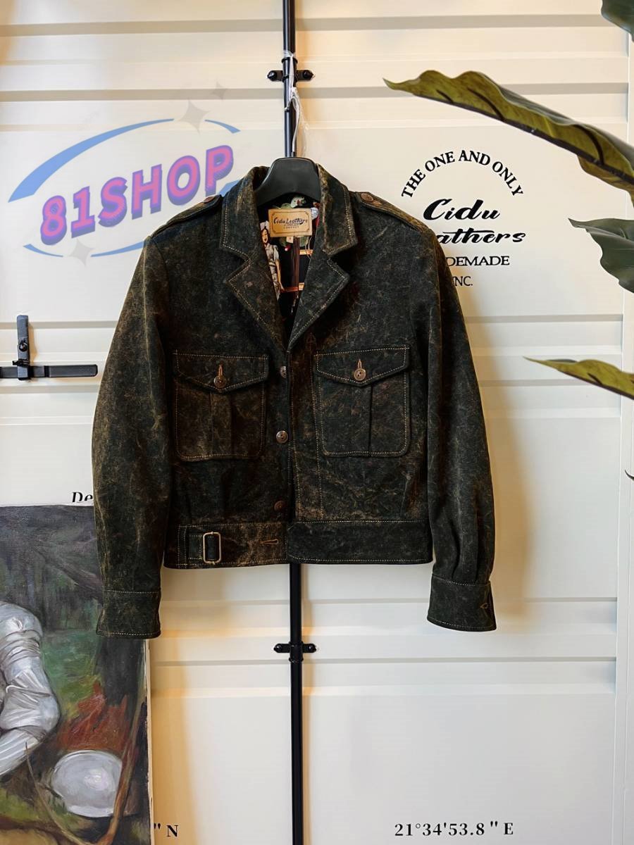 「81SHOP」味わい深い経年変化を楽しめる 柿渋染めによるヴィンテージ加工 1940sB-14復刻デザインミリタリーショートジャケット拍卖