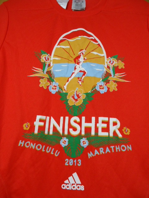 即決 ハワイ ホノルル マラソン2013’ FINISHER Tシャツ オレンジ色 XS 新品 未使用品 アディダス拍卖