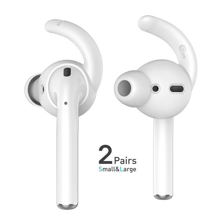AHASTYLE アップル AirPods&Ear Pods エアポッズ用 シリコン イヤフック カバー 大、小2ペアセット入り シリコン携帯ケース付き 黒拍卖