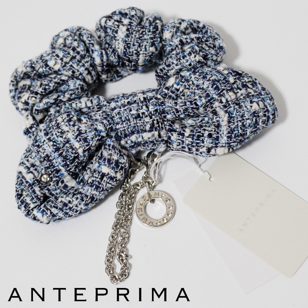 新品 アンテプリマ リボン ラインストーンチャーム グローブホルダー 手袋ホルダー 青系 K2482拍卖