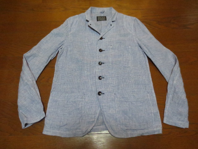 TOMORROWLAND BLUE WORK トゥモローランド 長袖 リネン 千鳥格子柄物シャツジャケット 5ボタン S ブルー系拍卖
