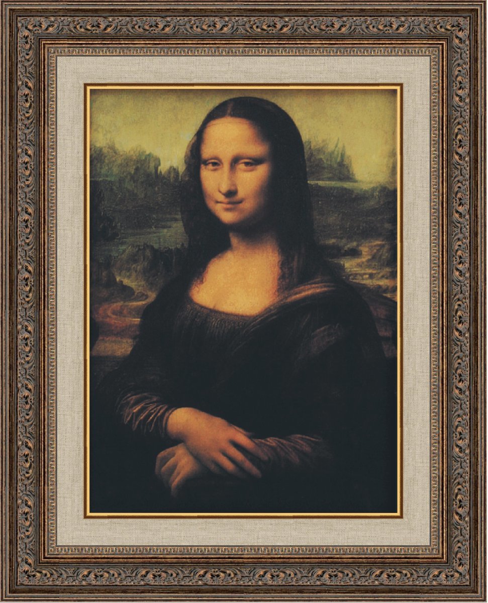 絵画 額装絵画 レオナルド・ダ・ヴィンチ 「モナ・リザ」 世界の名画シリーズ サイズ 333X242mm拍卖