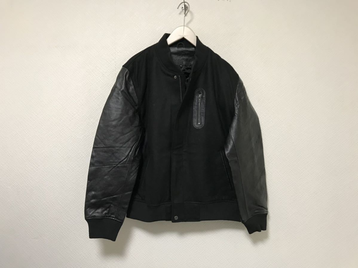 新品未使用本物セレブレザーリアル本革カウレザー牛皮デカビッグスタジャンジャケット黒ブラックスタジアムジャンパー2XLトラベルメンズXXL拍卖
