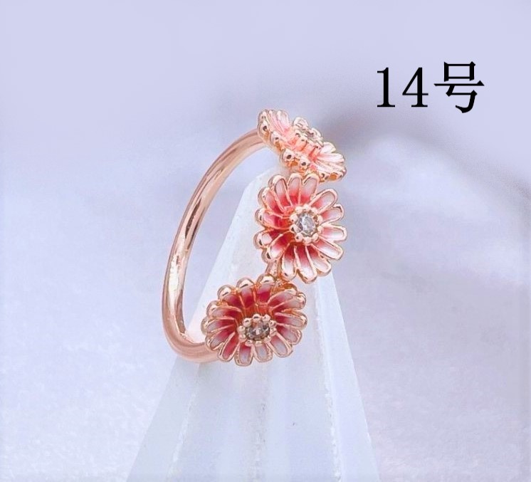 フラワーリング 14号 ピンクゴールド デイジー 花 指輪 かわいい拍卖